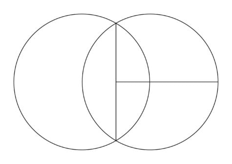 logo of on and for production, two intersecting circles with a t shape in the intersection