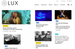 screen shot of the LUX website home page on 23 March 2021