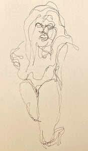 a pen drawn line abstracted portrait of a woman
