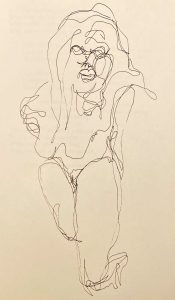 a pen drawn line abstracted portrait of a woman