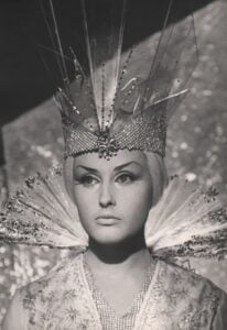 black and white film still of the snow queen