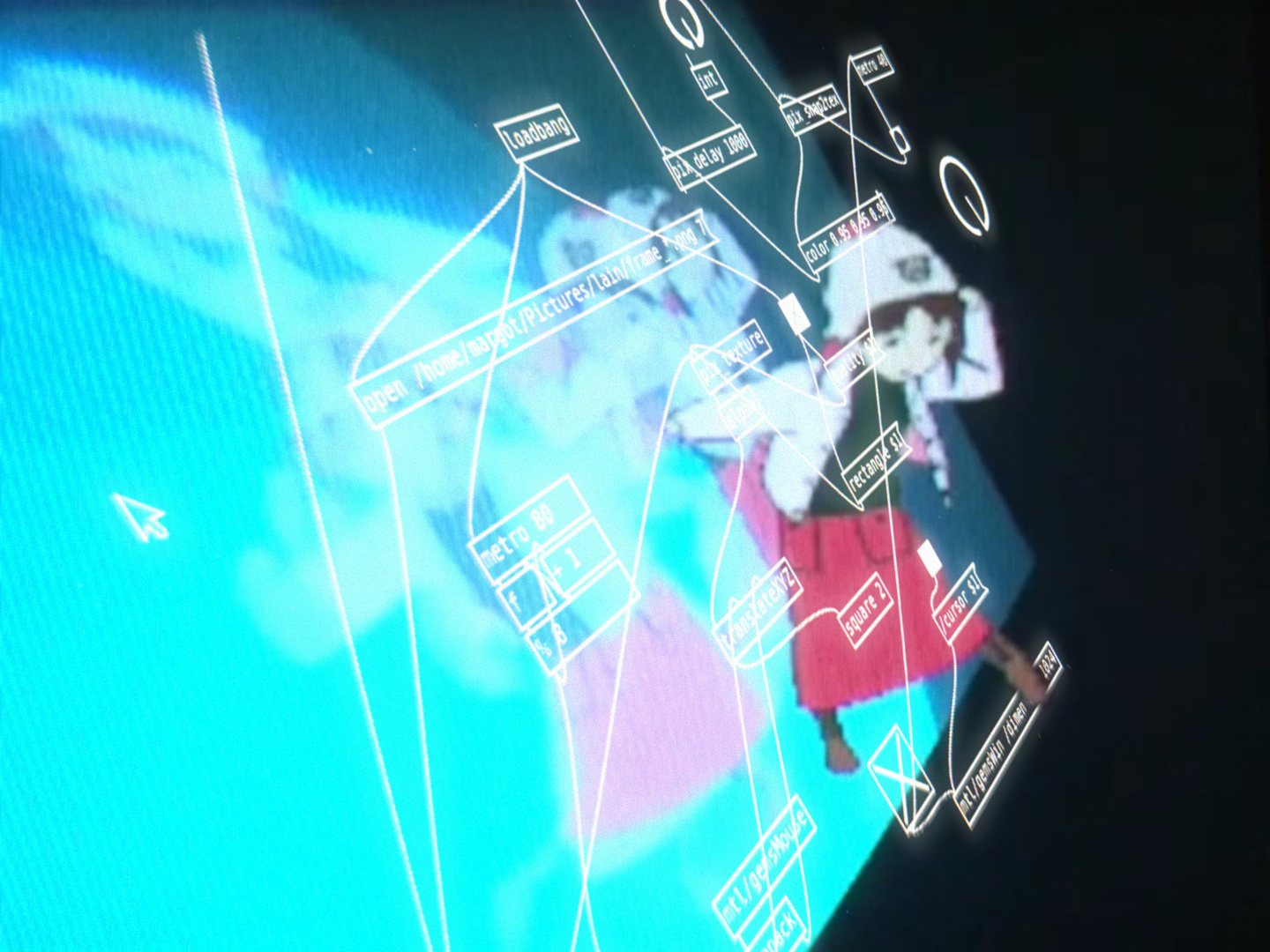 an animation showing a figure emerging from a computer screen, with a transparent overlay of code diagrams and digital symbols.