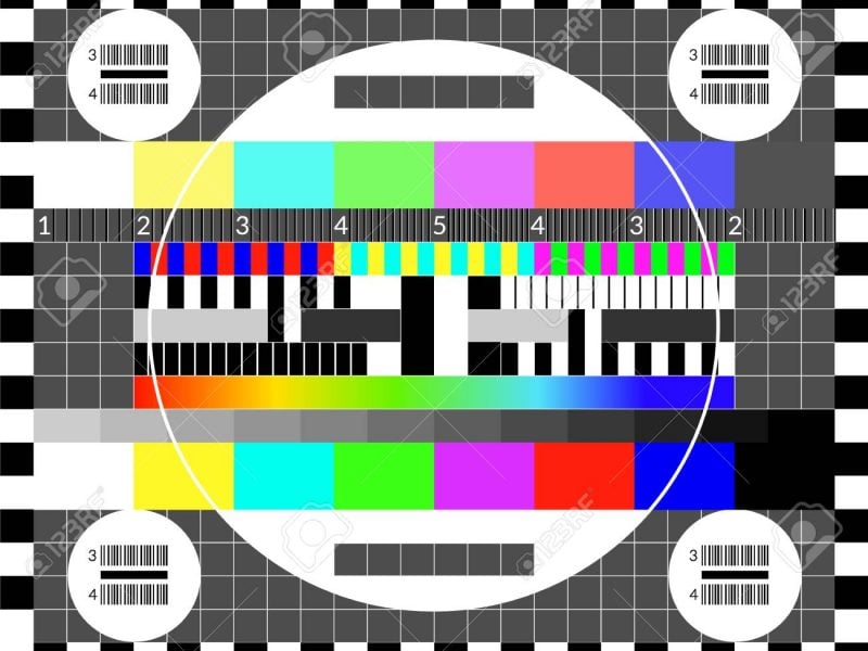 Retro tv test screen. Old calibration chip chart pattern
