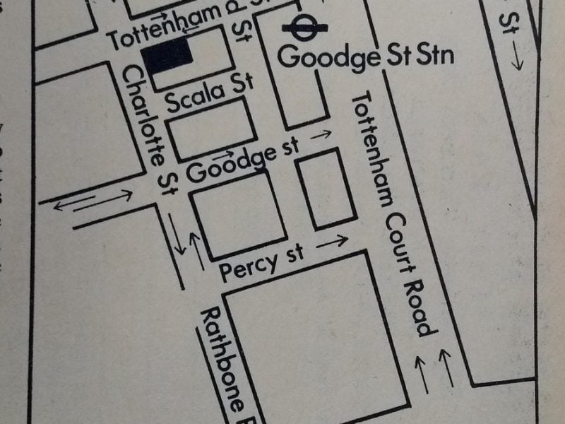 Map showing the location of The Other CInema on Tottenham Street