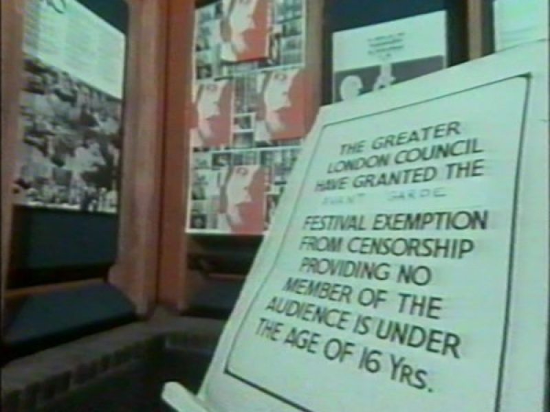 Signs in the lobby of the National Film Theatre. From the ORF (Austrian Television) Kultur Speziell documentary on the International Avant-Garde Festival, September 1973.