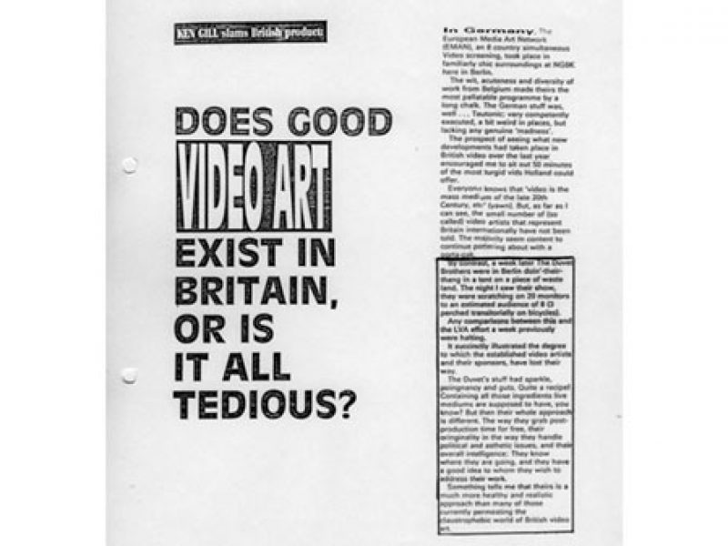 Ken Gill, Does Good Video Art Exist in Britain, or Is It All Tedious?, 'Live Art Now'